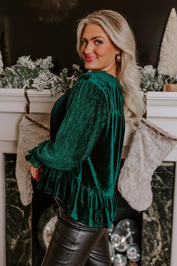 Statement Maker Velvet Top In Hunter Green Product Image