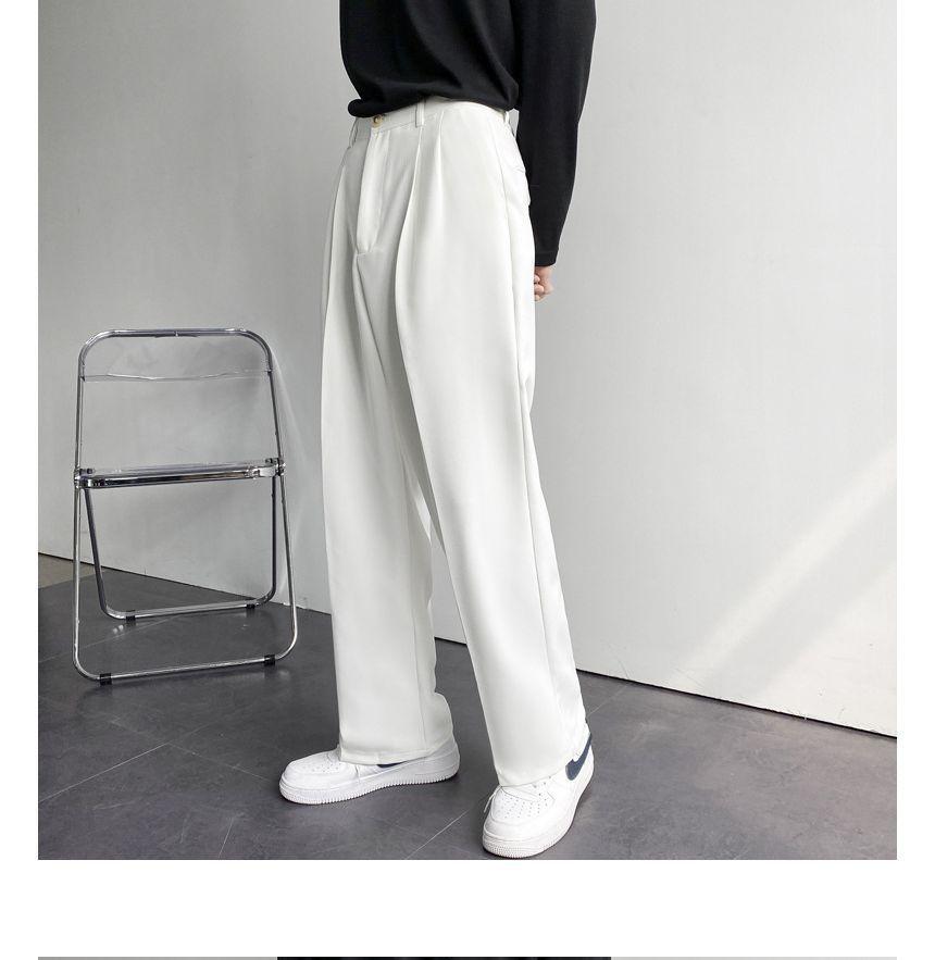 High Waist Plain Straight Leg Dress Pants Product Image