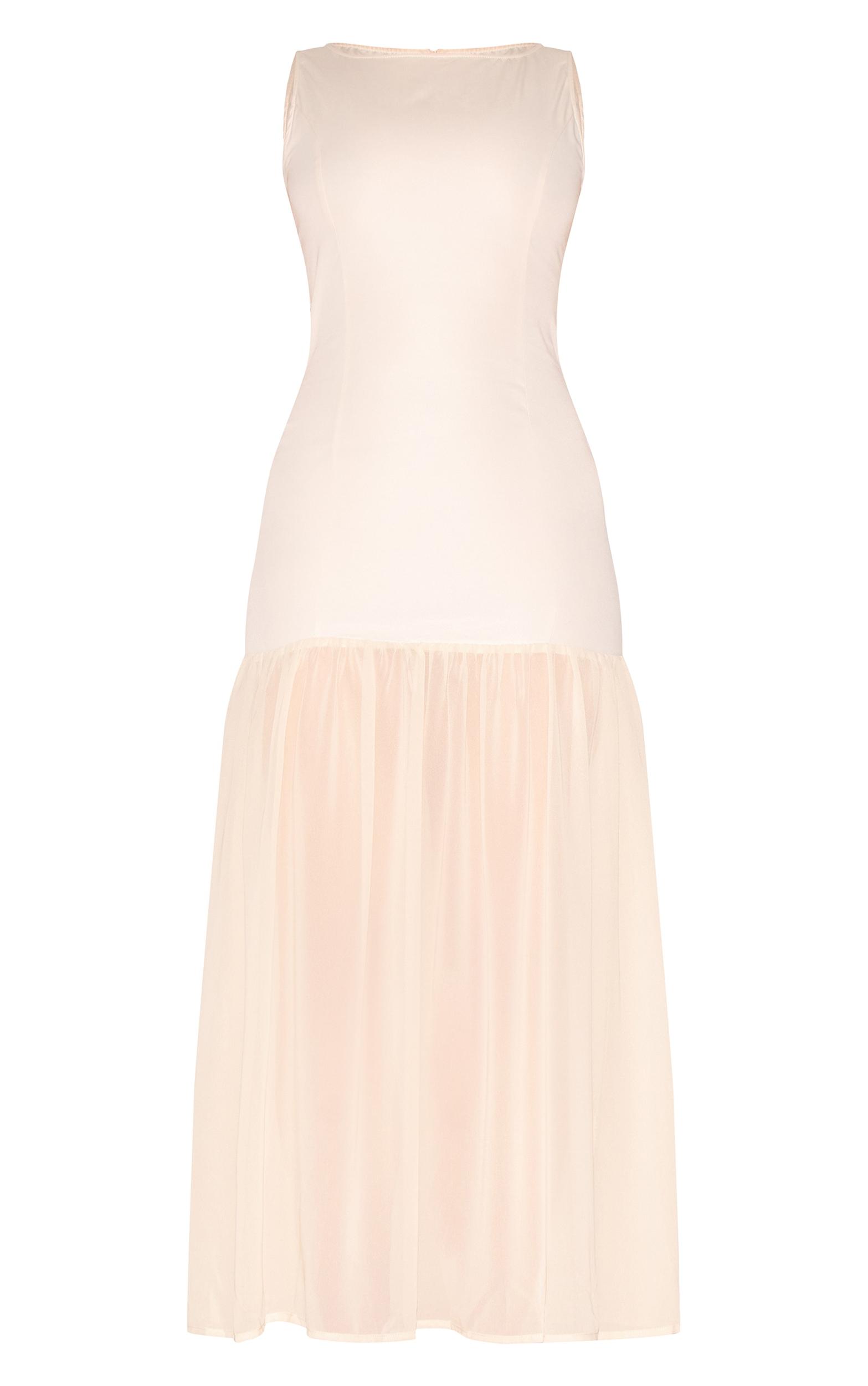 Shape Cream Boat Neck Dropped Waist Maxi Dress Product Image