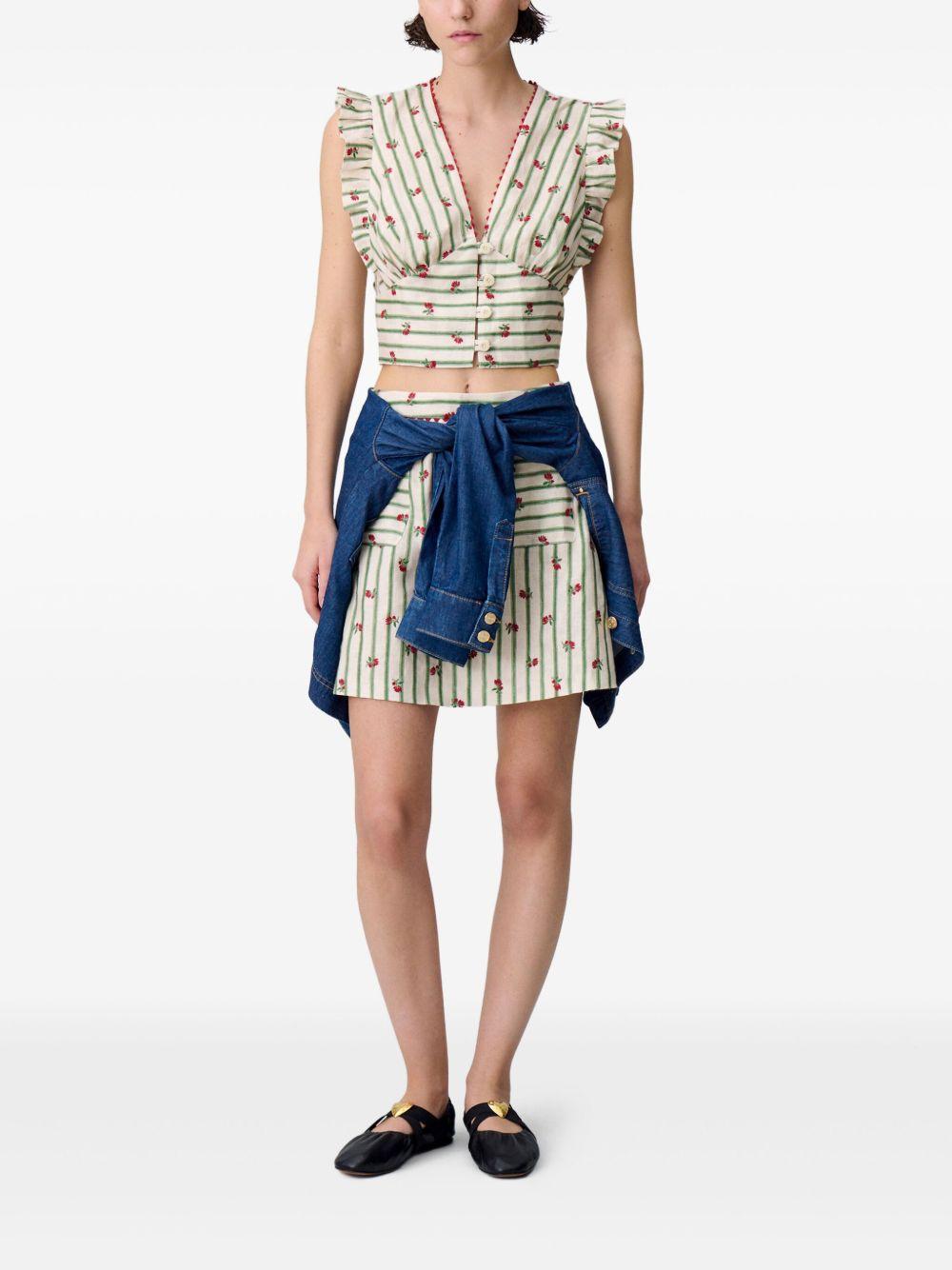 printed ruffle-trim top Product Image