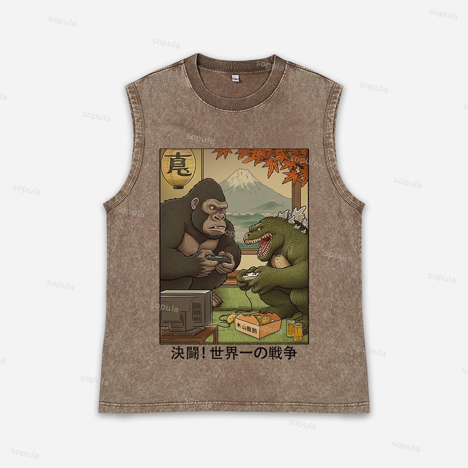 Monsters Play Games Acid Washed Tank Top Product Image