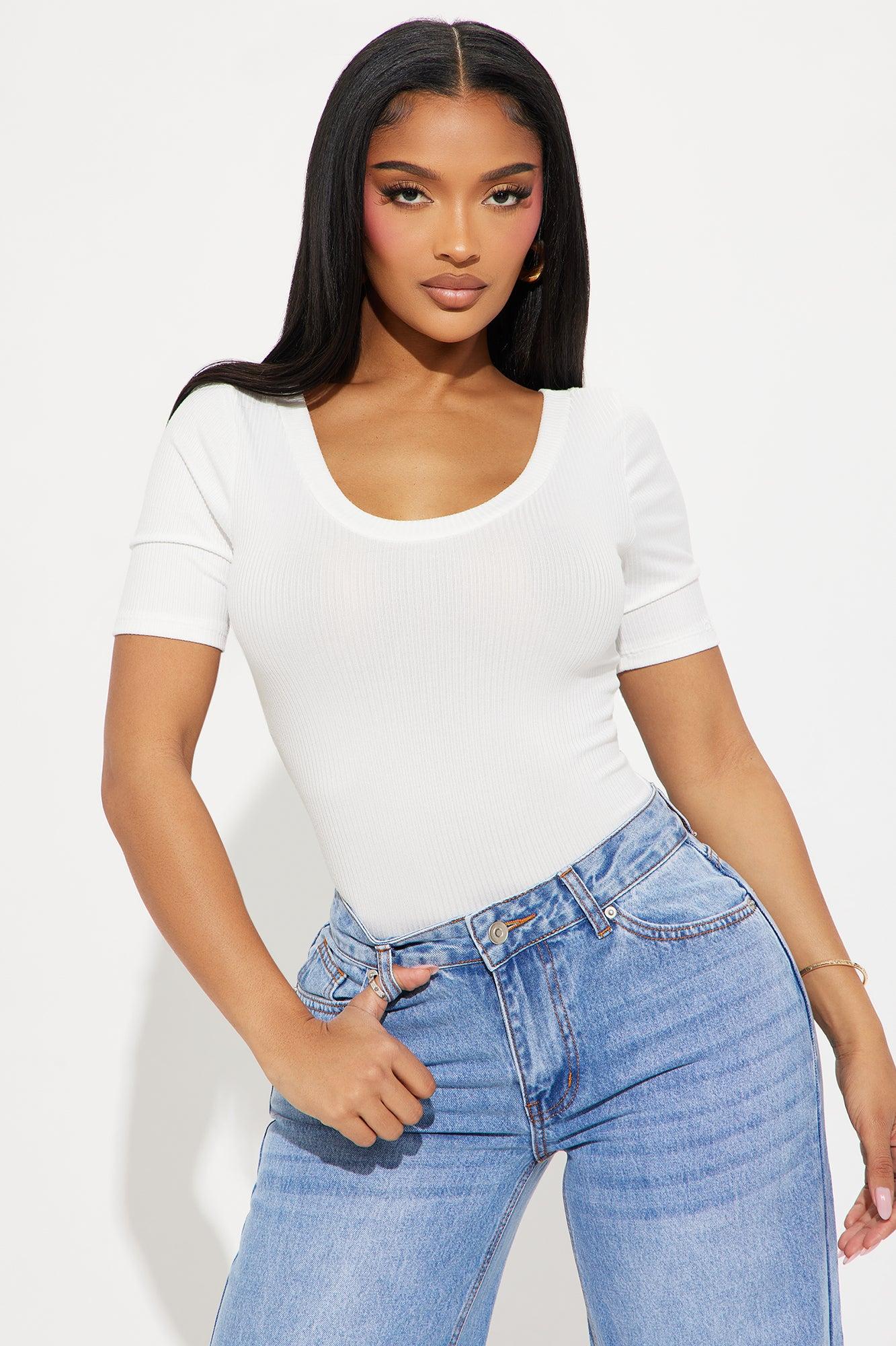 Essential Ribbed Bodysuit - Off White Product Image