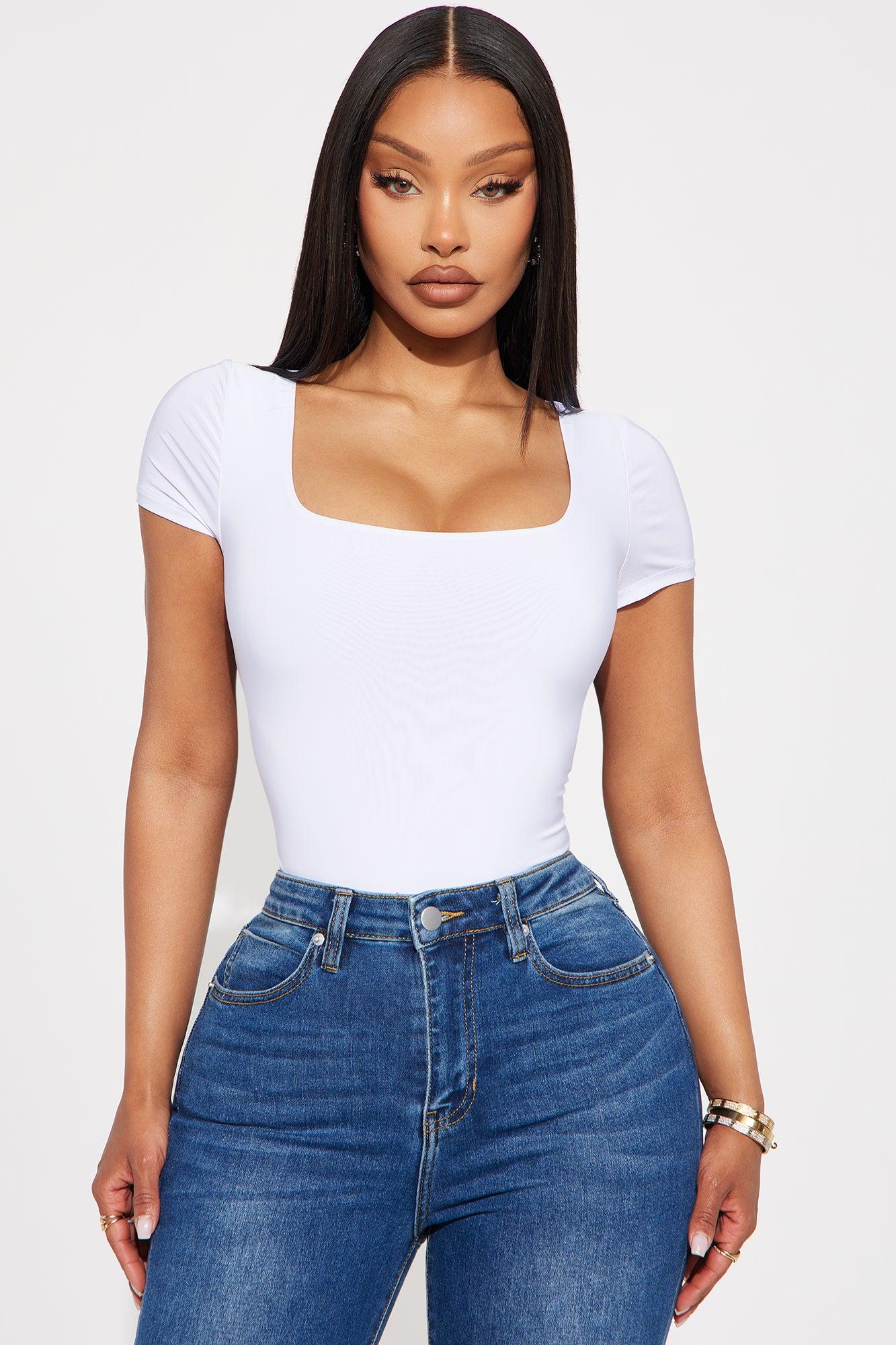 All Day Double Lined Bodysuit - White Product Image