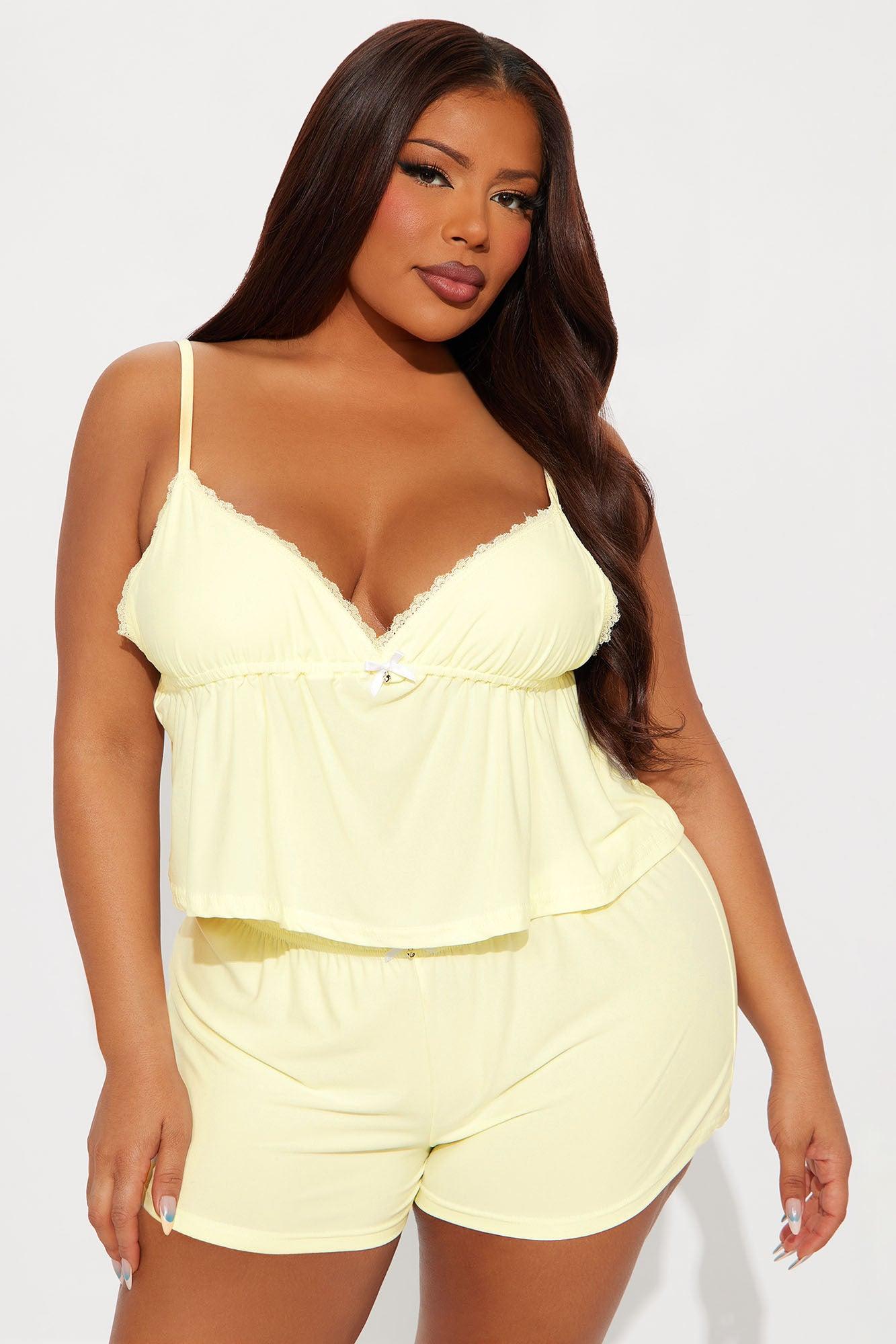 Morning Routine PJ Short Set - Yellow Female Product Image