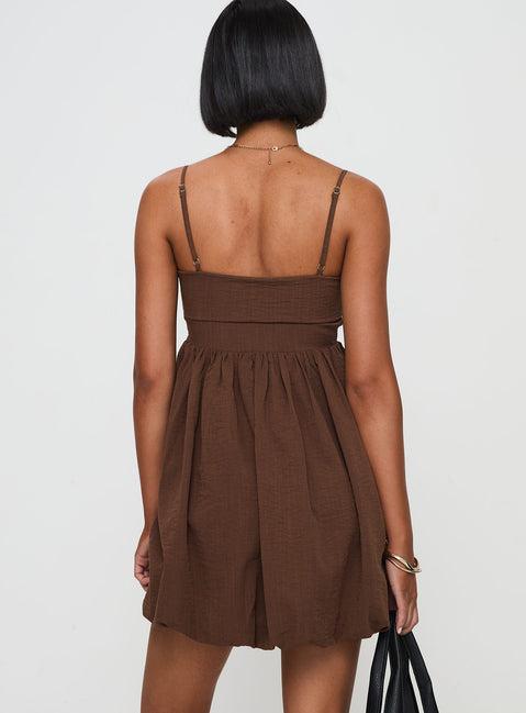 Layken Bubble Hem Mini Dress Chocolate Tall Product Image