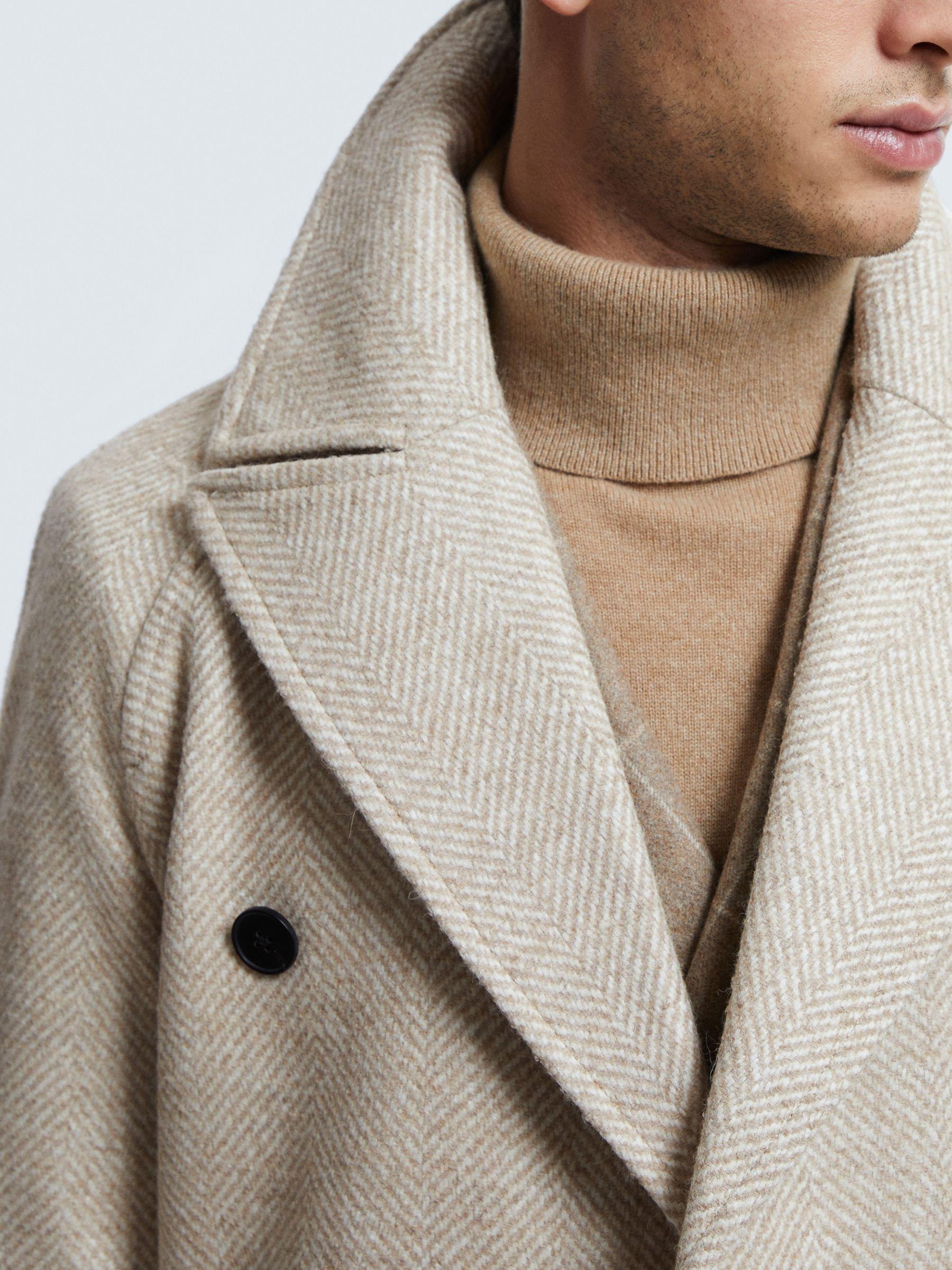 Atelier Italian Wool Blend Double Breasted Coat in Oatmeal Melange Product Image