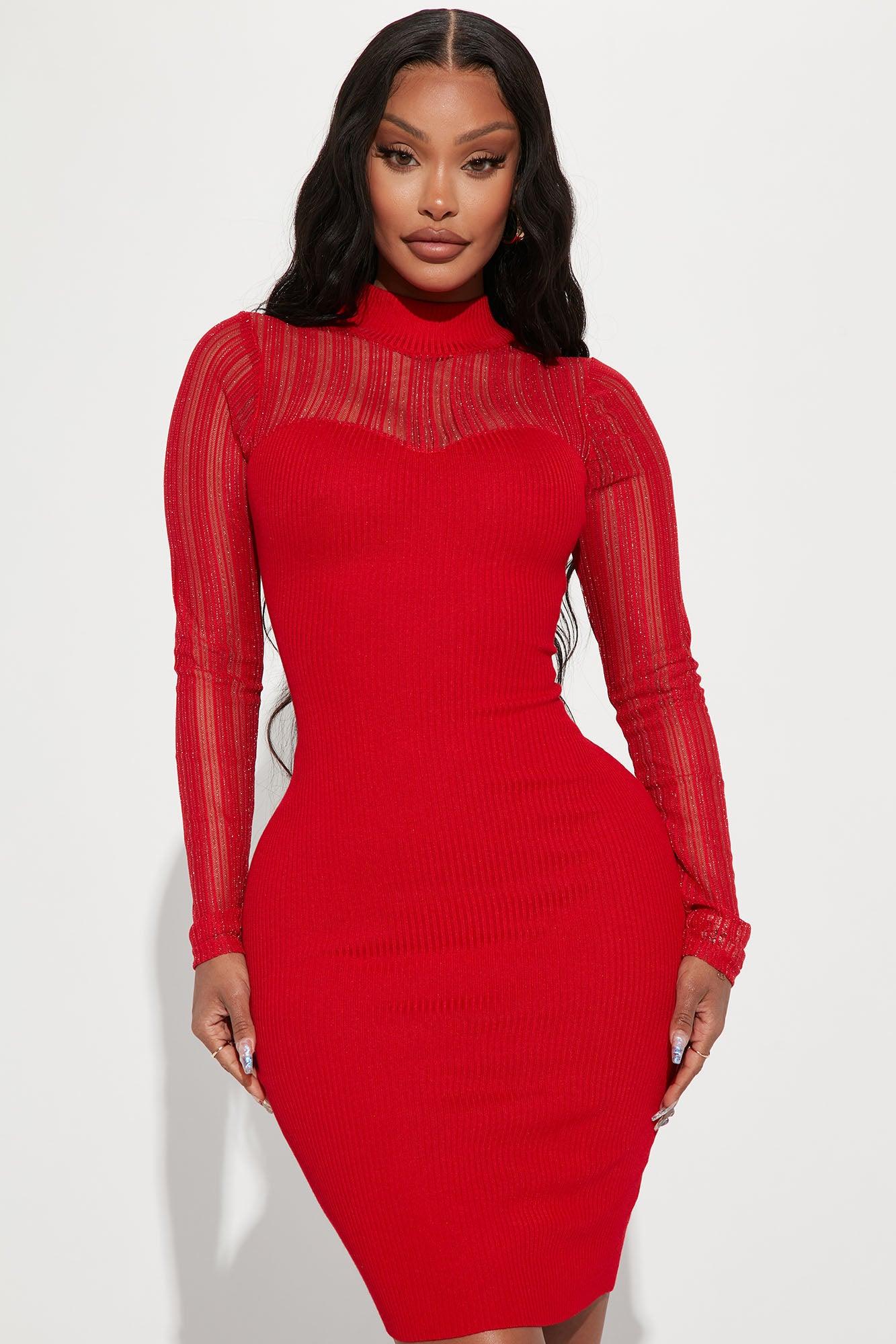 Sophie Sweater Midi Dress - Red Product Image