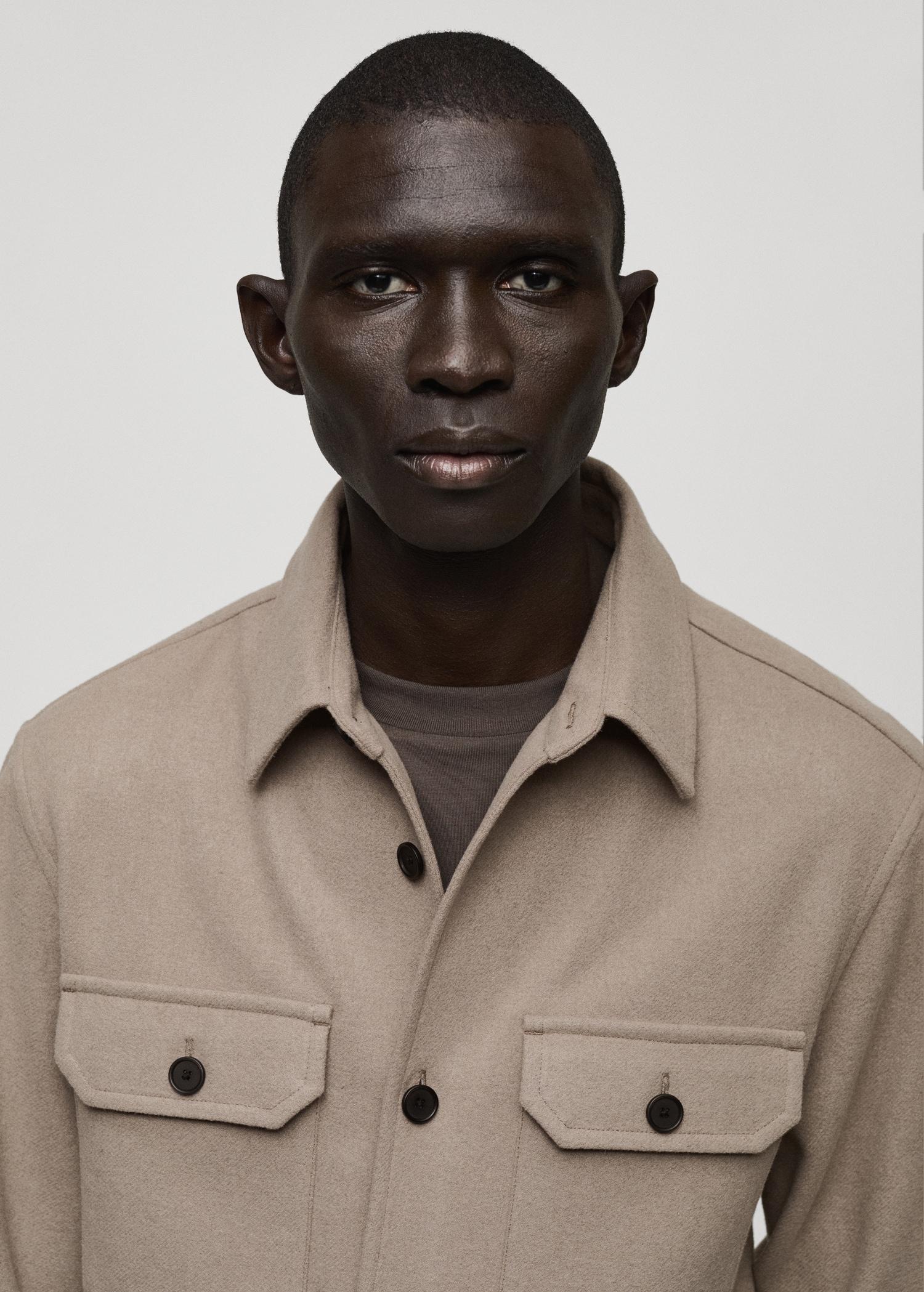 Wool-blend flannel overshirt - Men | MANGO USA Product Image