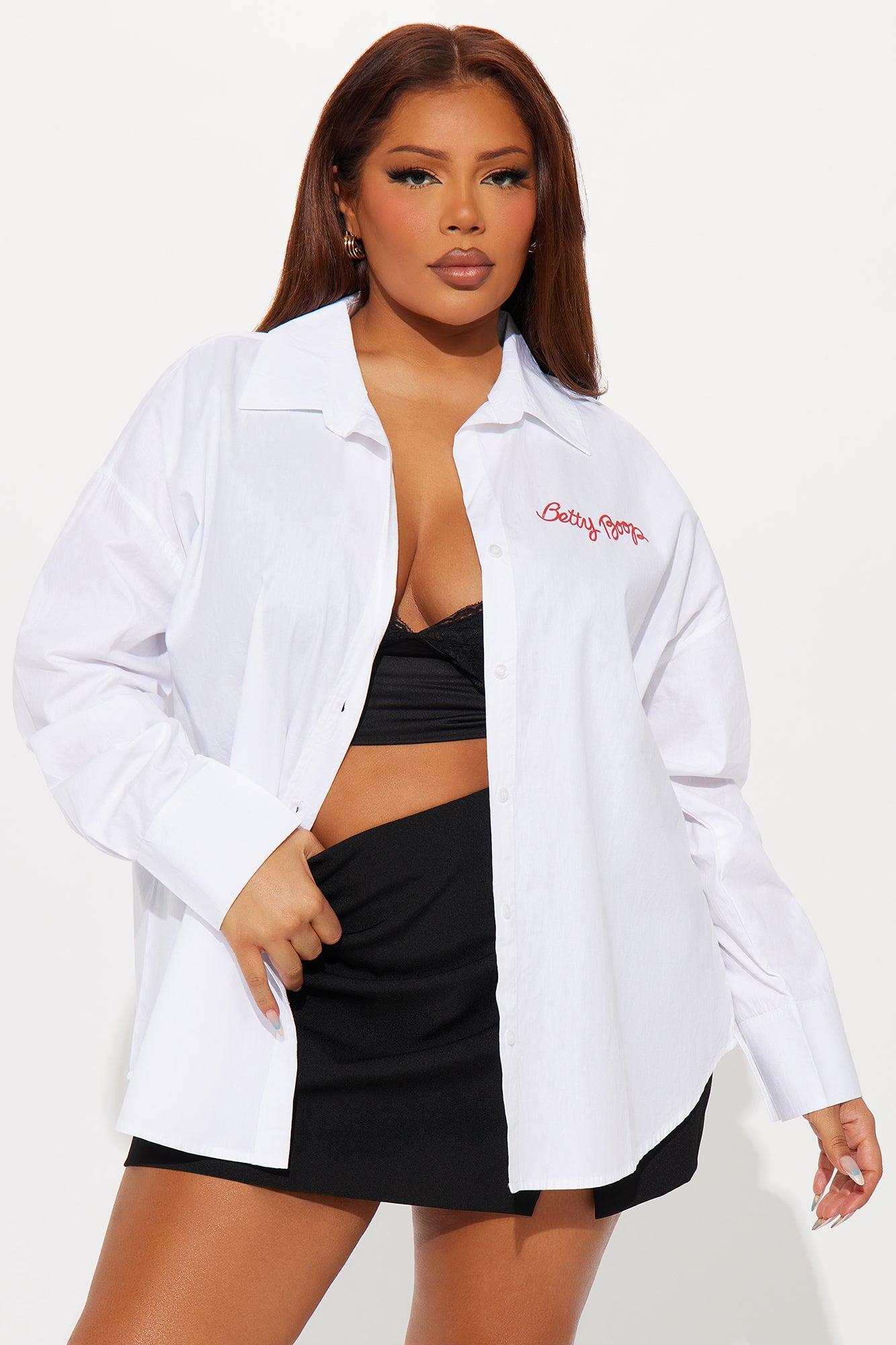 Betty Boop Poplin Top - White Product Image