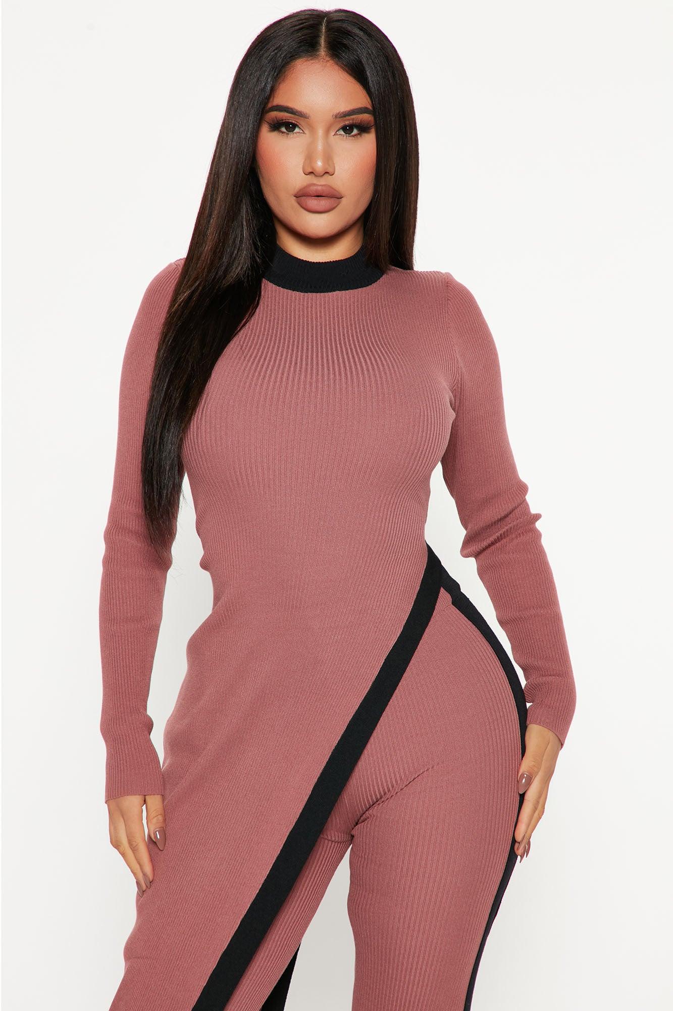 Skylar Sweater Pant Set - Mauve/combo Female Product Image