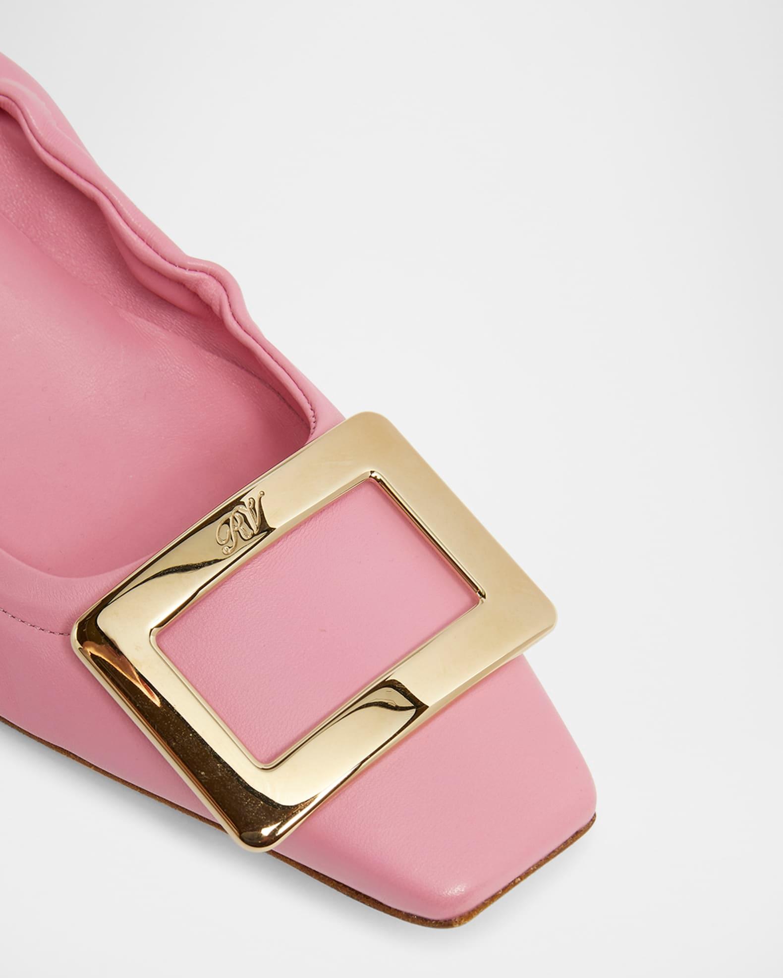 Belle Pointed Ruched Leather Ballerina Flats Product Image