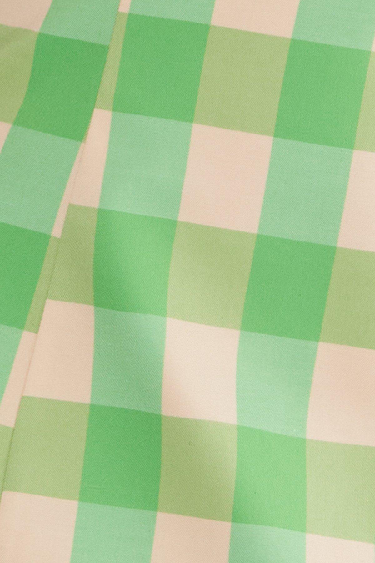 Gingham Asymmetric Neck Tailored Dress Product Image