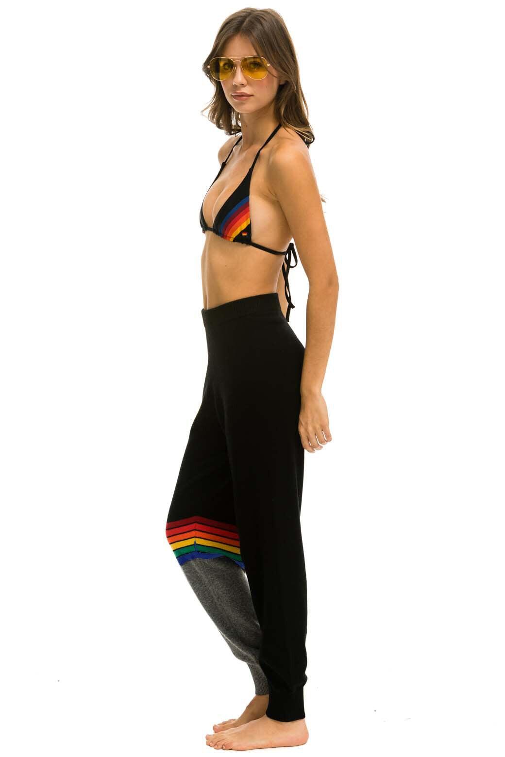 RAINBOW STRIPE CASHMERE LIGHT SWEATER PANT	- BLACK // CHARCOAL Product Image