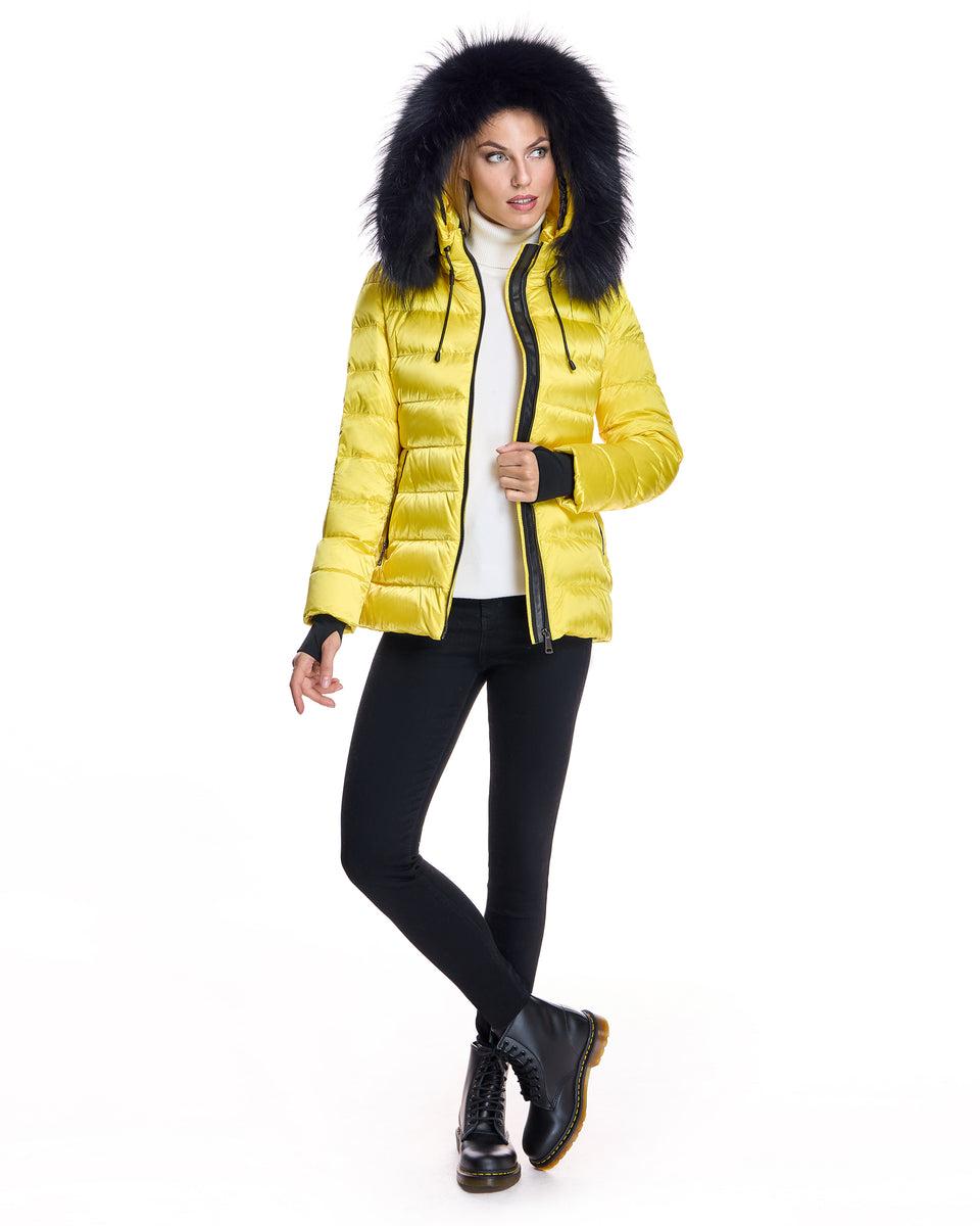 Julia & Stella Nylon Puffer Jacket with Raccoon Trimmed Hood Product Image