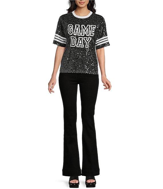 Miss Chievous Sequin Game Day Crew Neck Short Sleeve T-Shirt Product Image