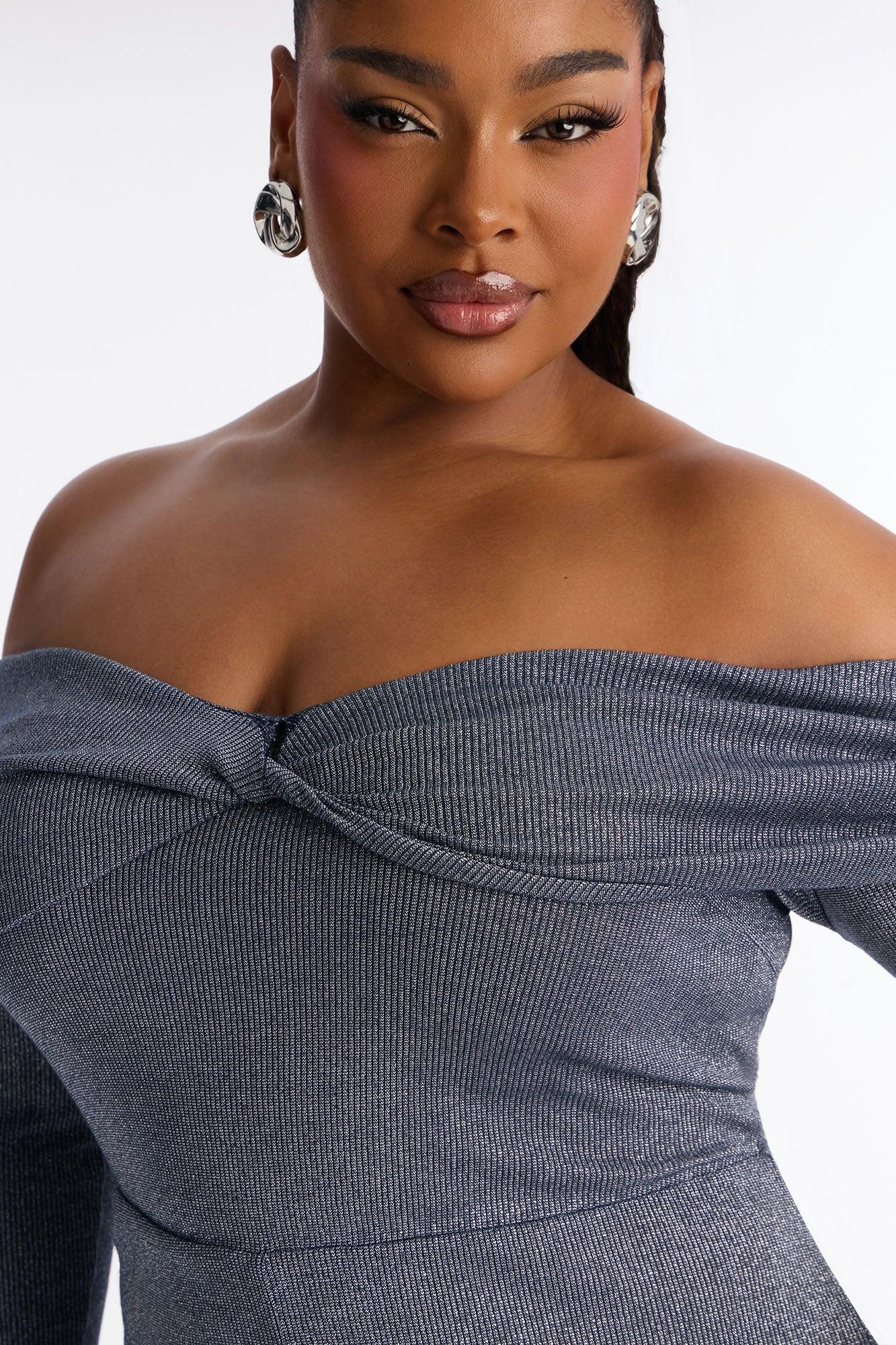 Trina Off Shoulder Wide Leg Jumpsuit - Denim Female Product Image