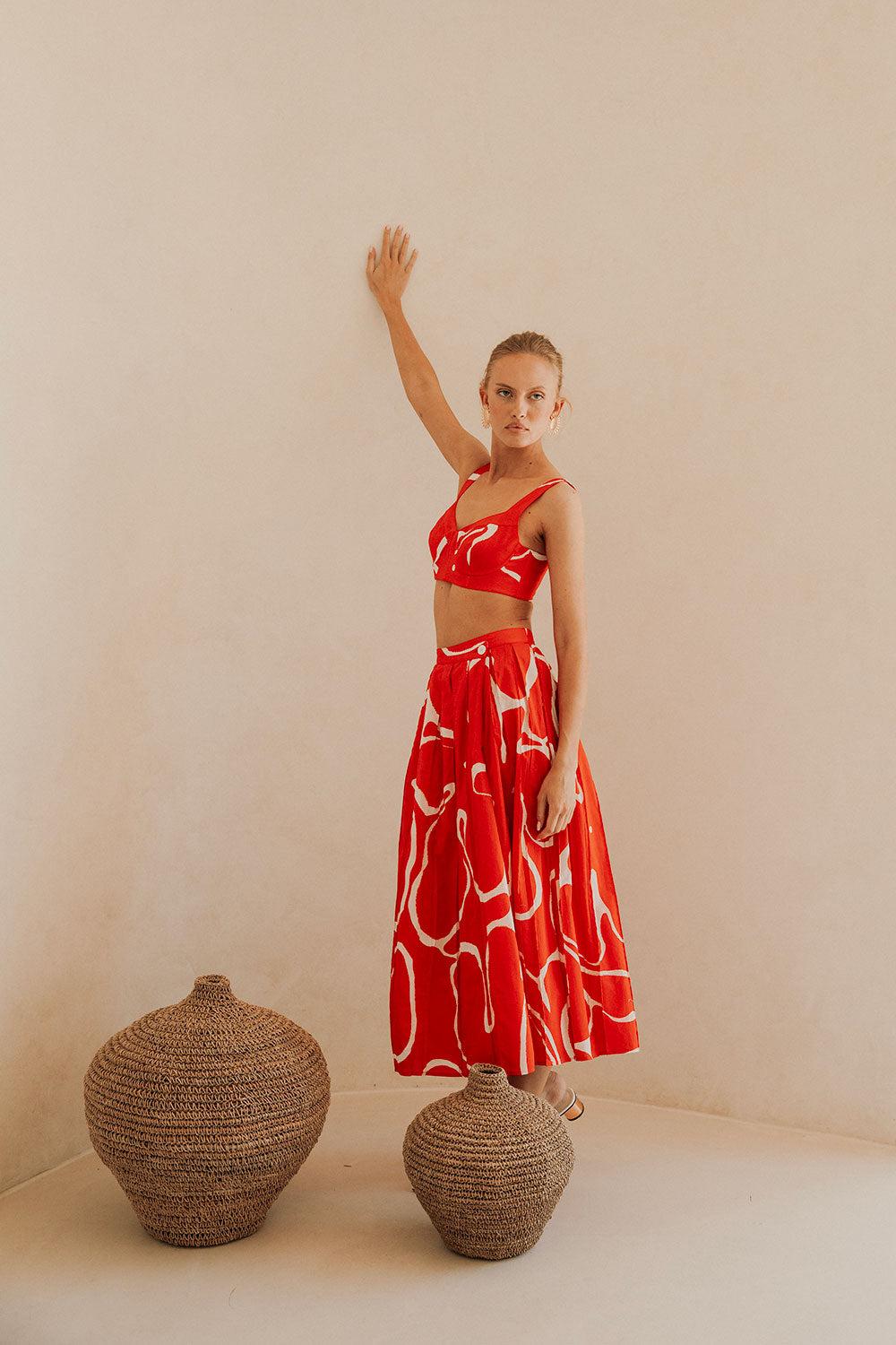 Dien Wrap Skirt - Evoke Red Product Image