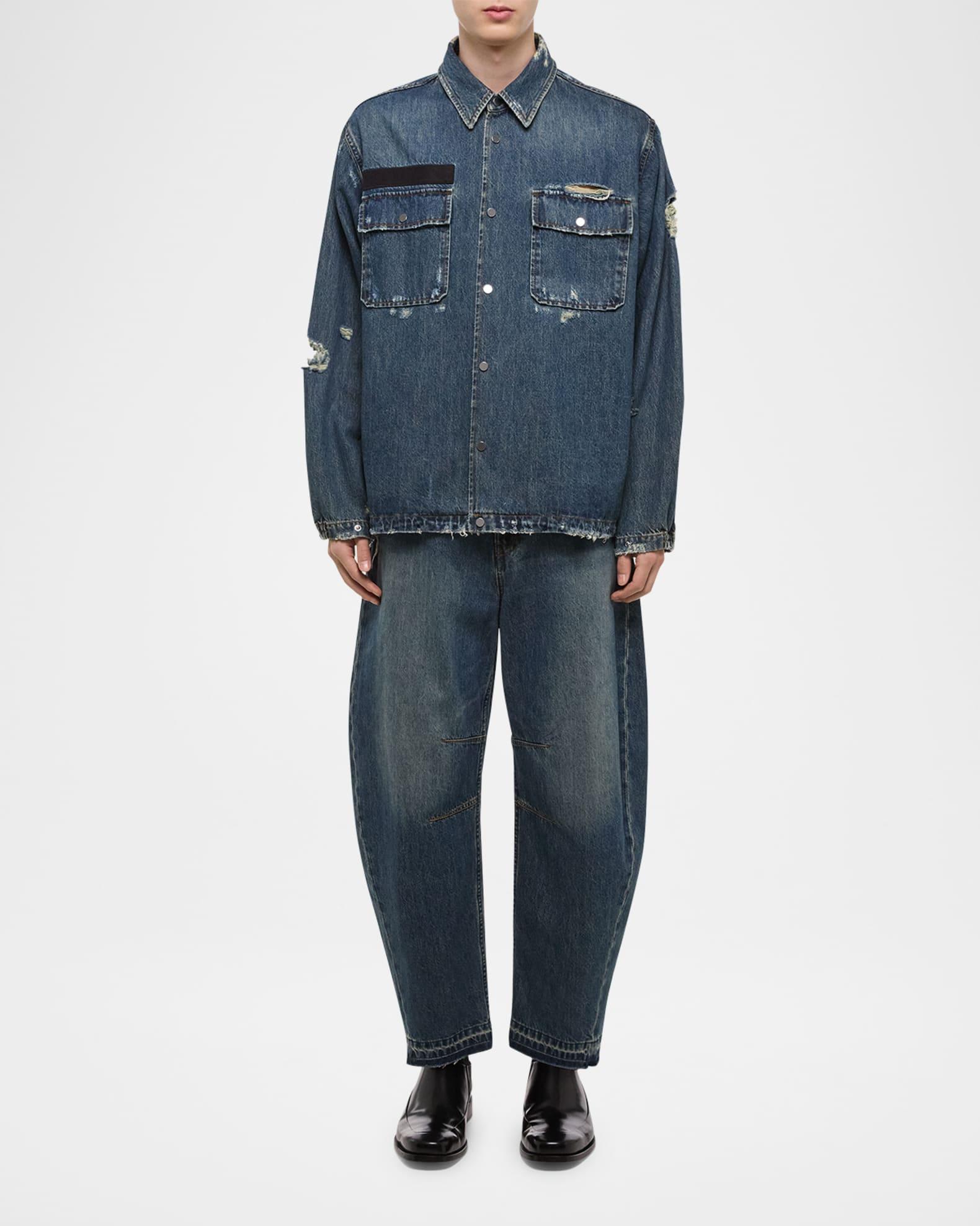 Men's Distressed Denim Uniform Shirt Product Image