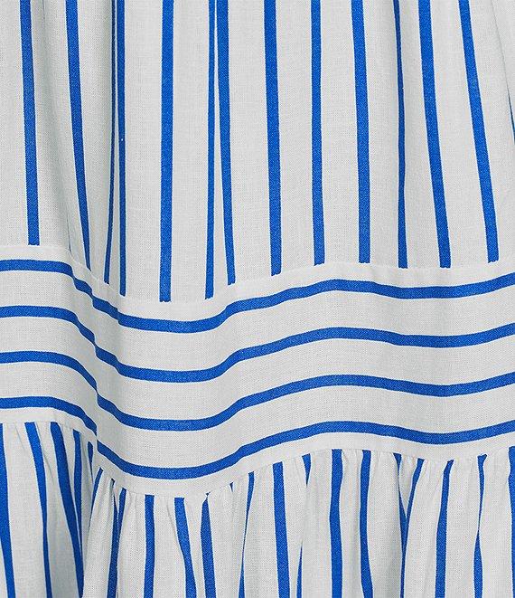 A Loves A Stripe Print Square Neck Tie Strap Tiered A-Line Flounce Maxi Dress Product Image