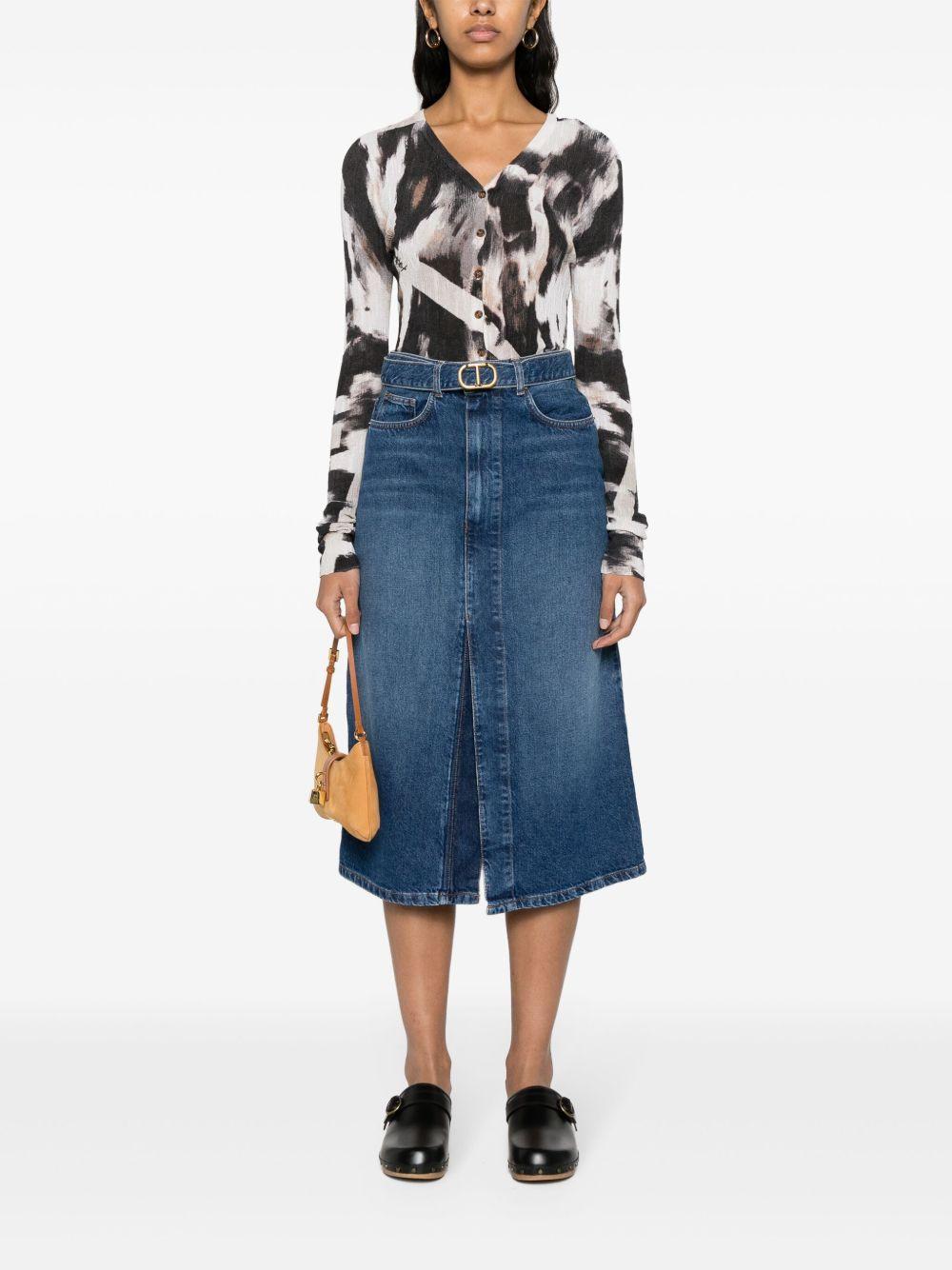 belted midi denim skirt Product Image