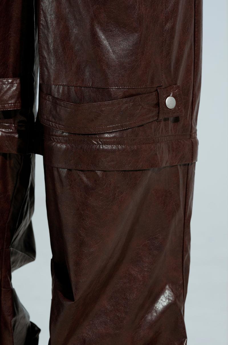 TOO GOOD FAUX LEATHER WIDE LEG TROUSER Product Image