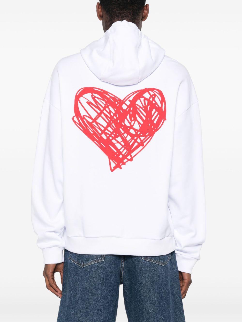 heart-print cotton hoodie Product Image