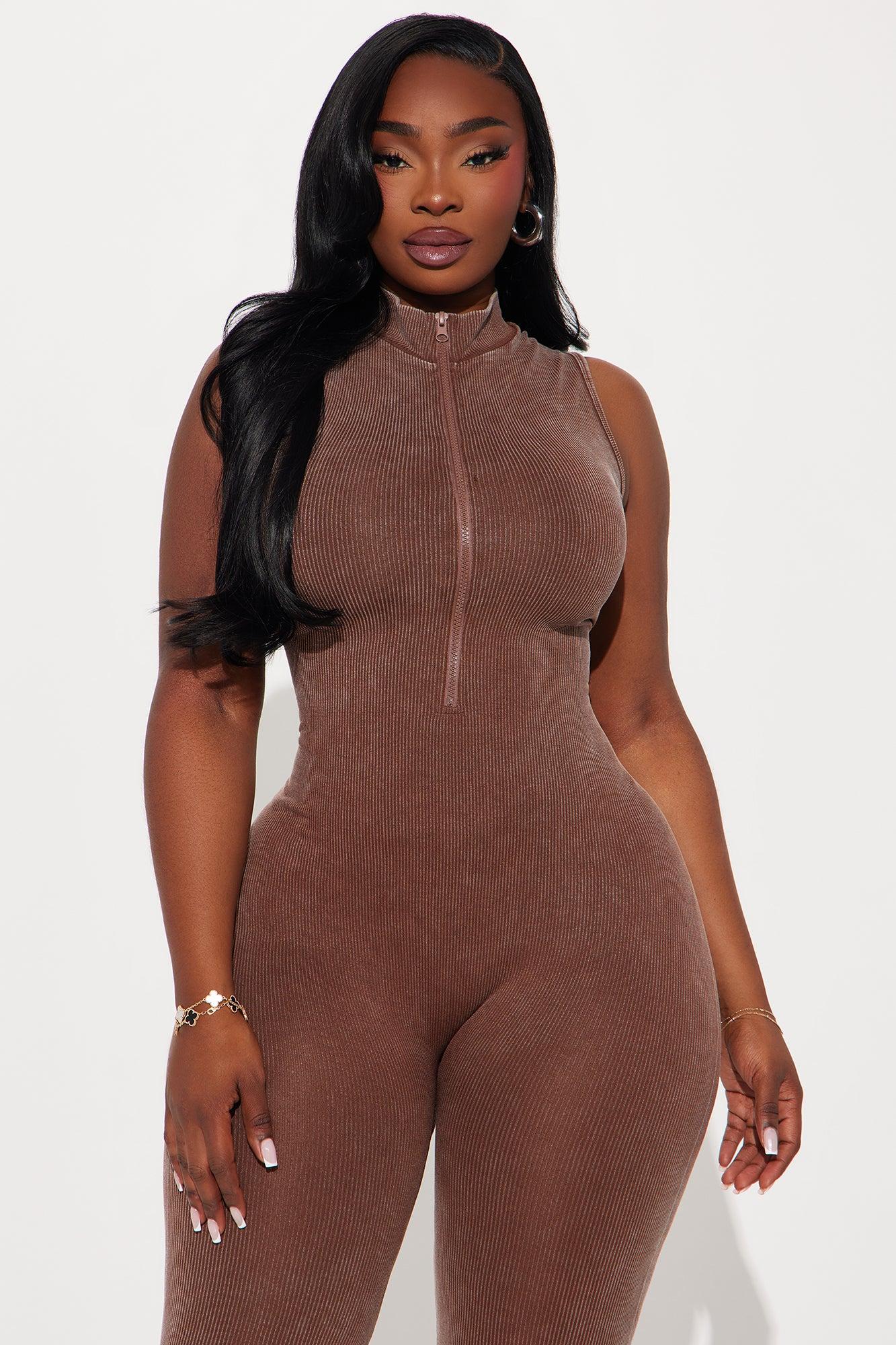 Sandy Washed Seamless Jumpsuit - Mocha Product Image