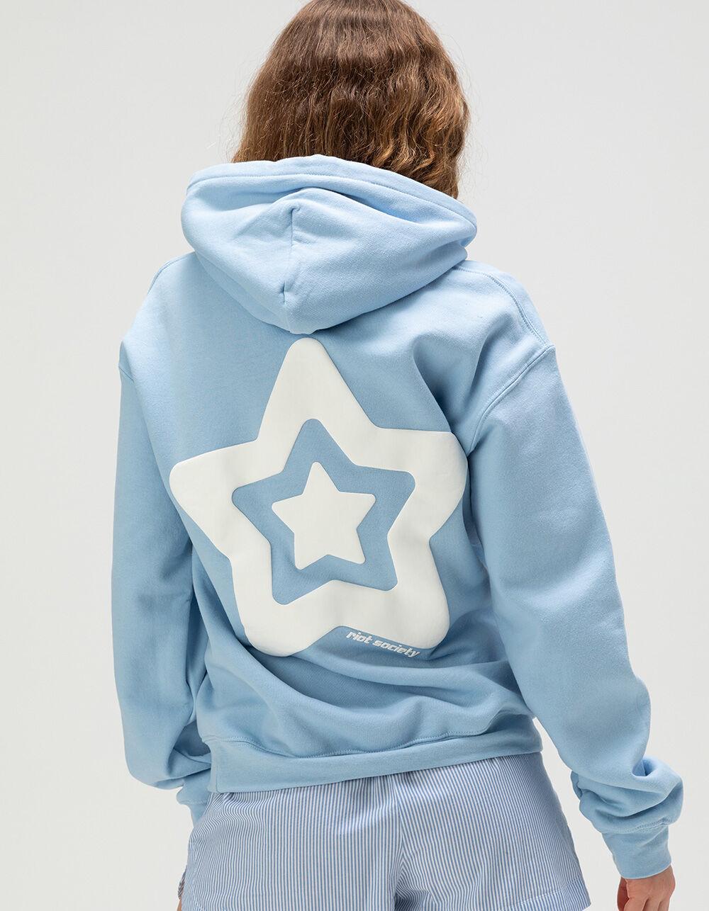RIOT SOCIETY Star Womens Hoodie - LIGHT BLUE Product Image