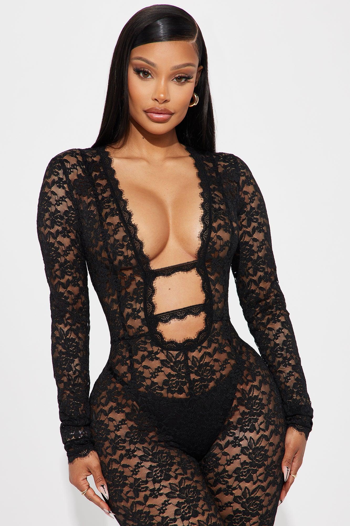 Victoria Lace Jumpsuit - Black Product Image