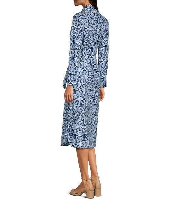 J.McLaughlin Orla Linen Notch Collar Long Sleeve Tie Front Button Down Dress Product Image