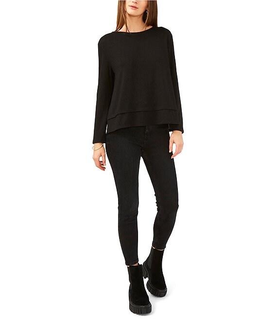 1. STATE Crew Neck Open Tie Back Long Sleeve Blouse Product Image