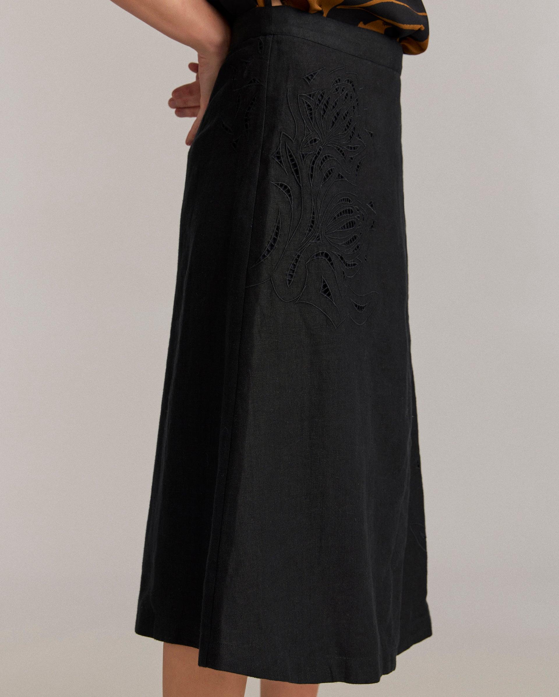 Linen Protea Eyelet Skirt -  Product Image