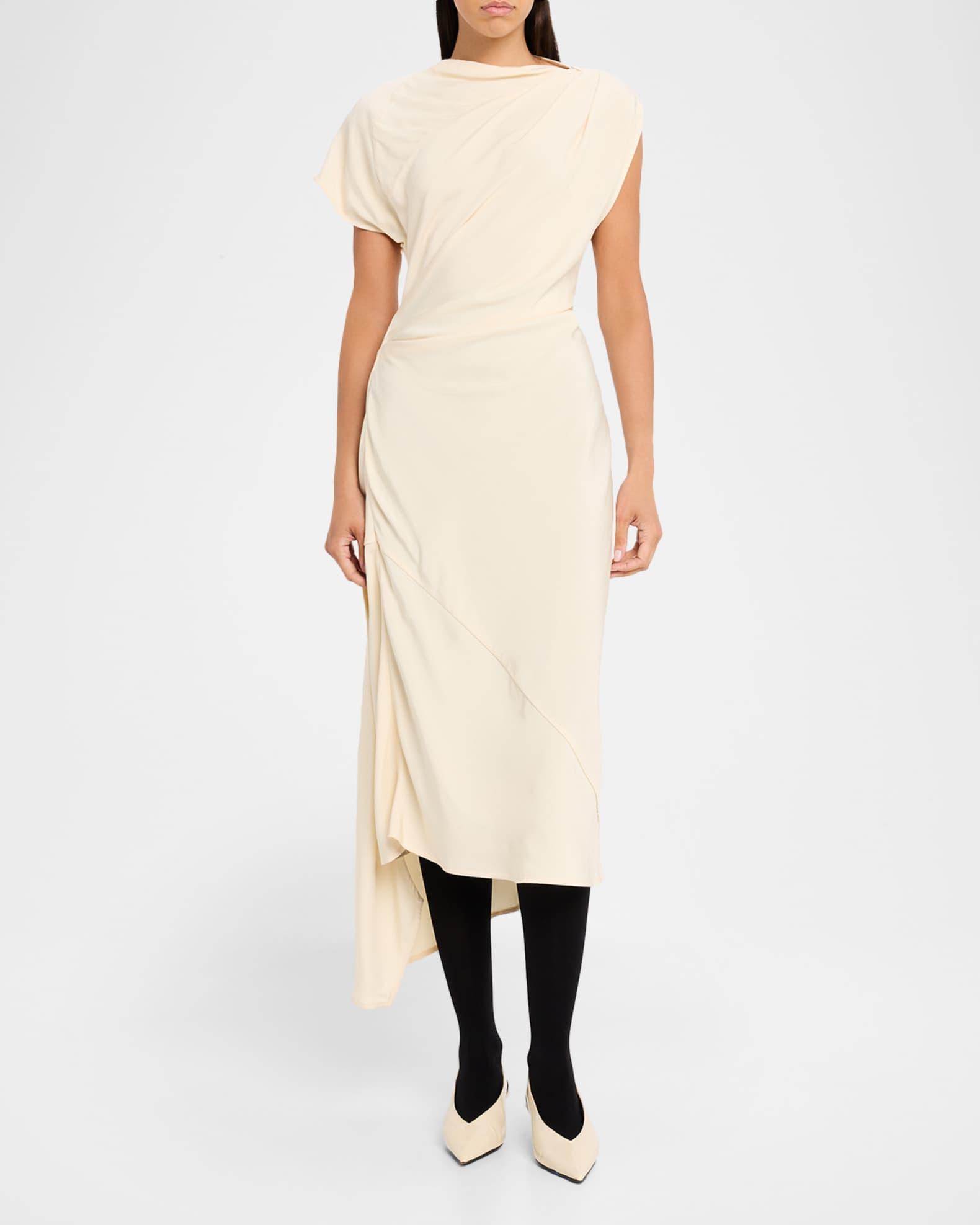 Hallie Hammered Viscose Draped Midi Dress Product Image