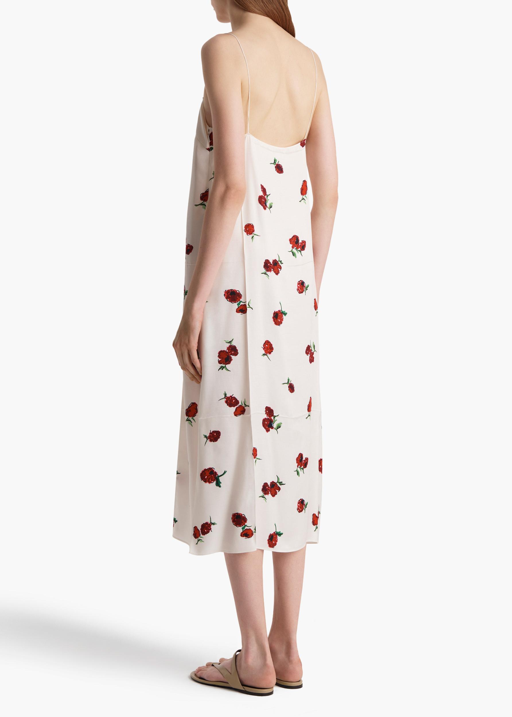 Sicily Dress in Cream with Raspberry Print Product Image