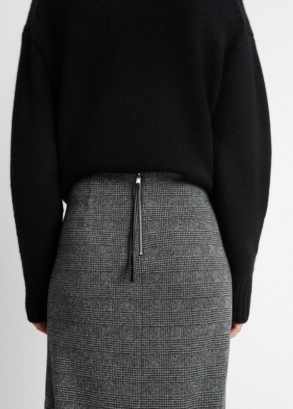 Glen Plaid Italian Cotton-Blend Side-Slit Skirt Product Image