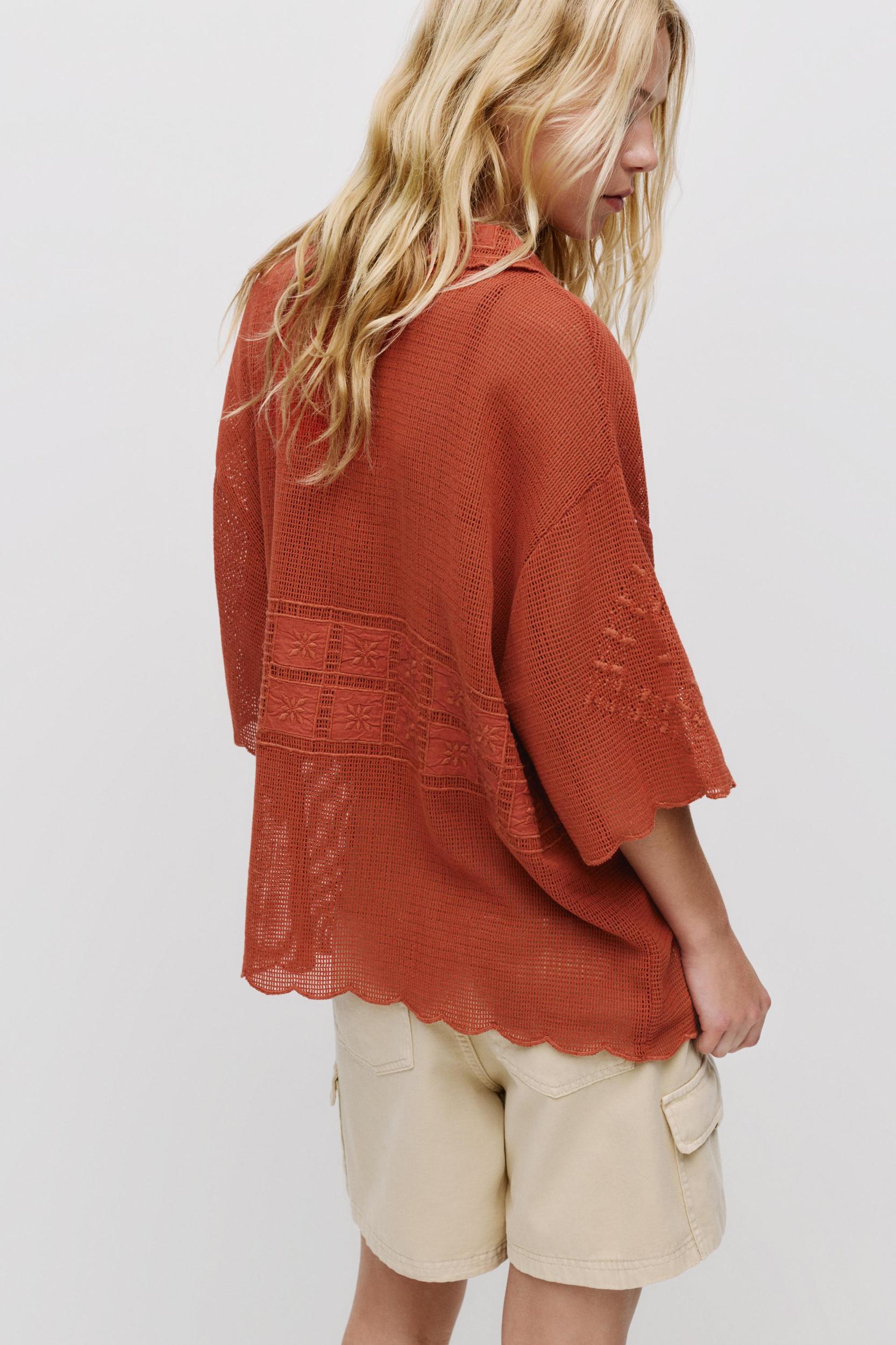 Embroidered cutwork shirt Product Image