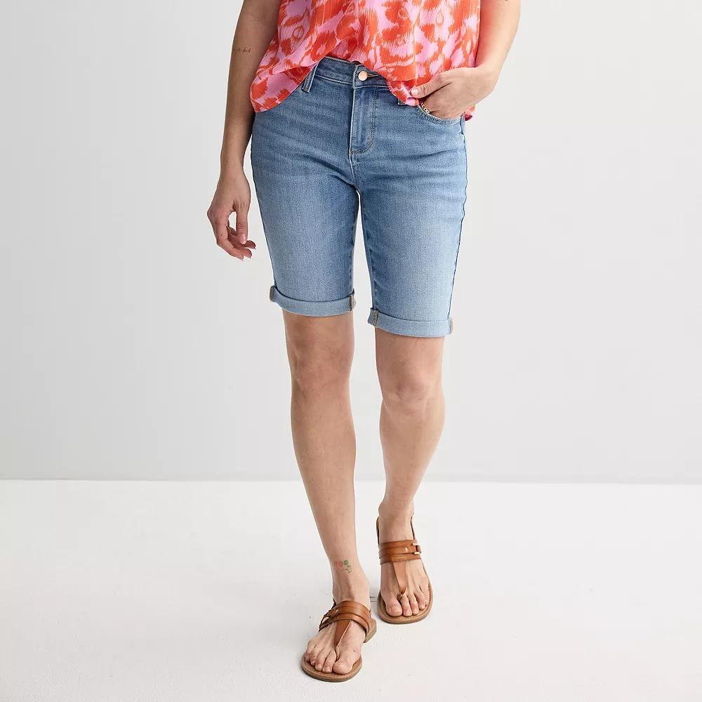 Women's Sonoma Goods For Life® Roll Cuff Bermuda Shorts, Size: 14, Blue Wash Product Image