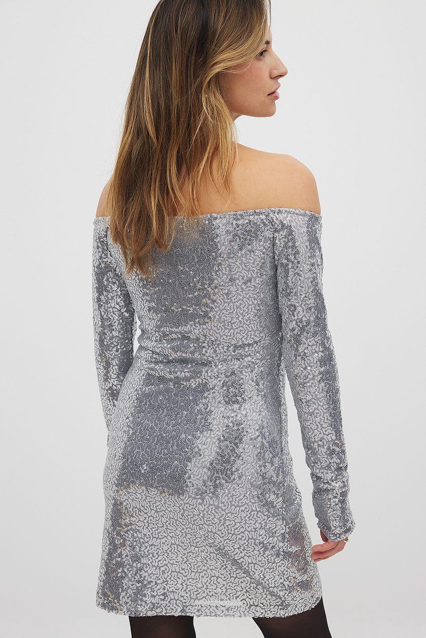 Off Shoulder Sequin Mini Dress Product Image
