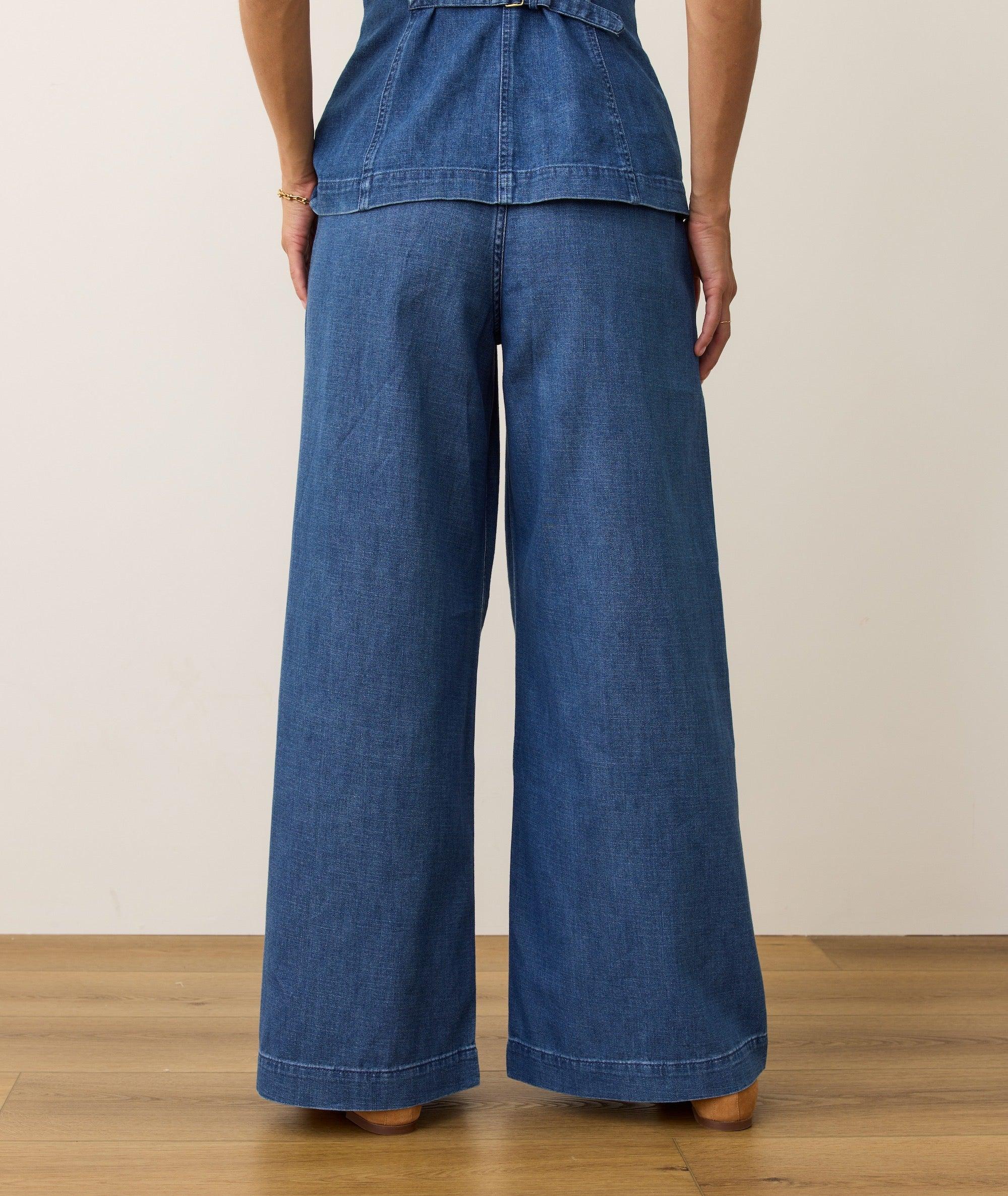 Allison Pleated Wide Leg Denim Trouser Product Image
