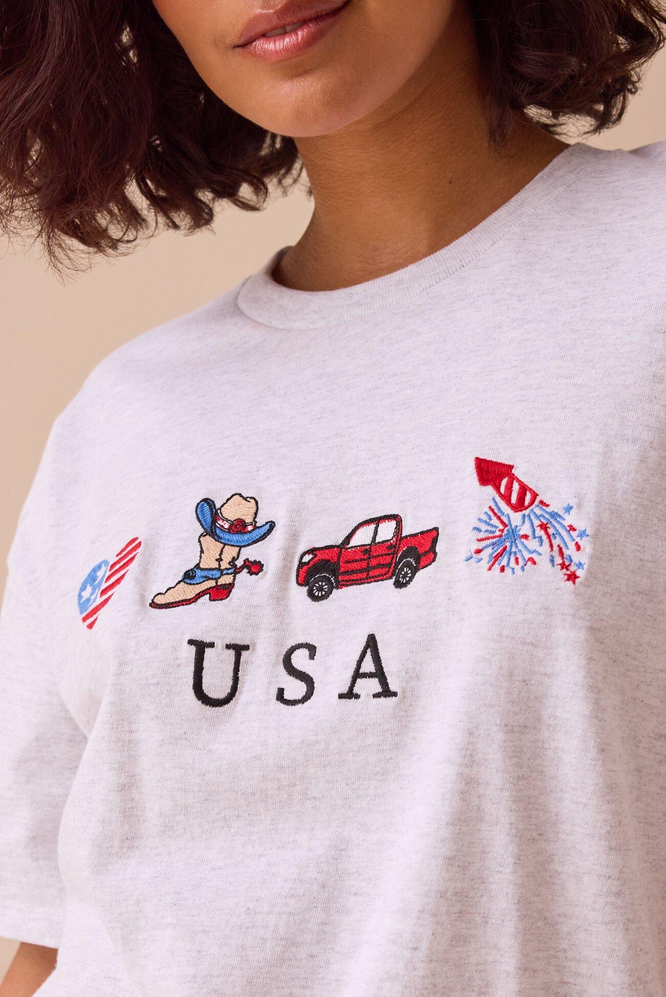 USA Embroidered Oversized Tee Product Image