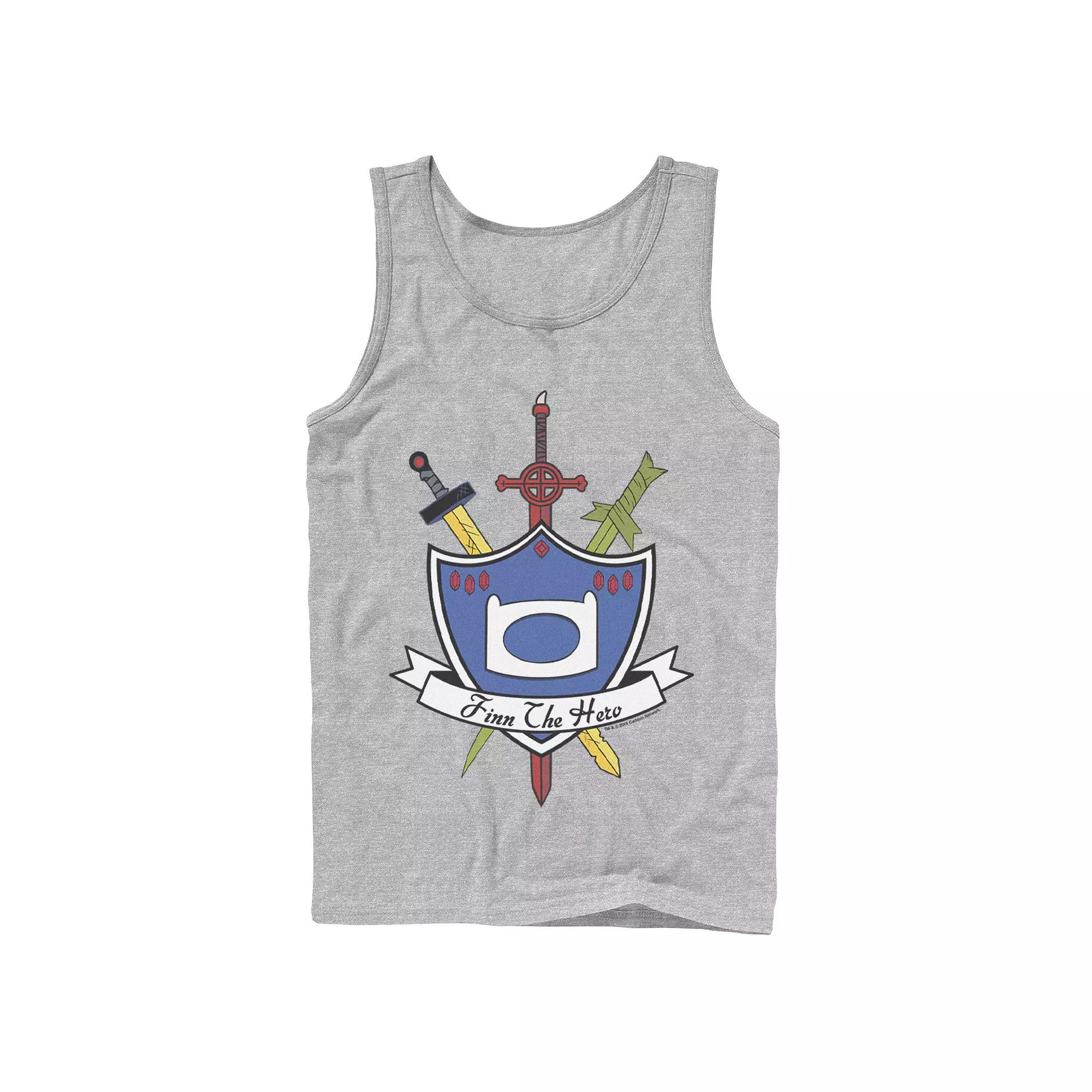 Men's Cartoon Network Adventure Time Finn the Hero Sword and Shield Banner Tank Top,  Product Image