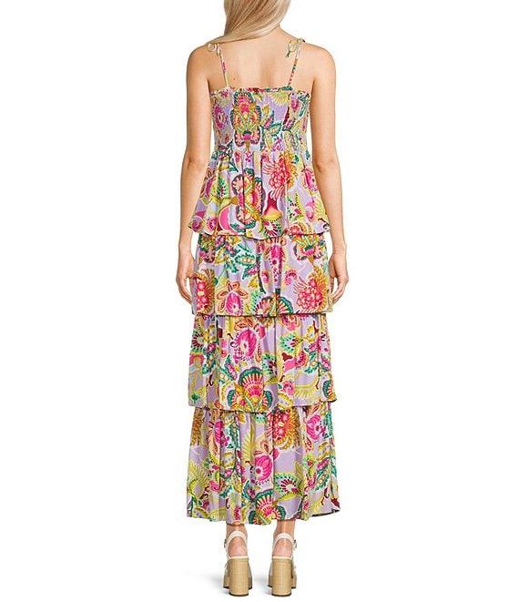 C&V Chelsea & Violet Square Neck Sleeveless Tiered Paisley Print Maxi Dress Product Image