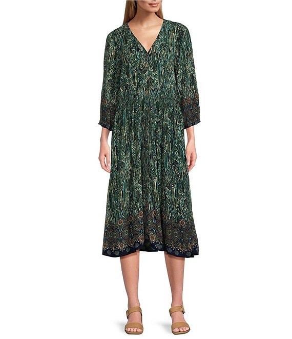 Westbound V-Neck Button Front Midi Dress Product Image