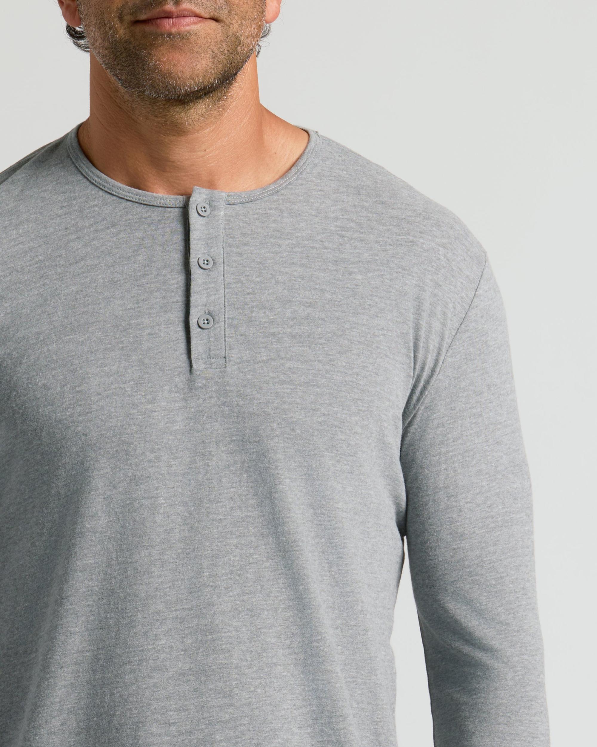 Heather Gray Classic Long Sleeve Henley Product Image