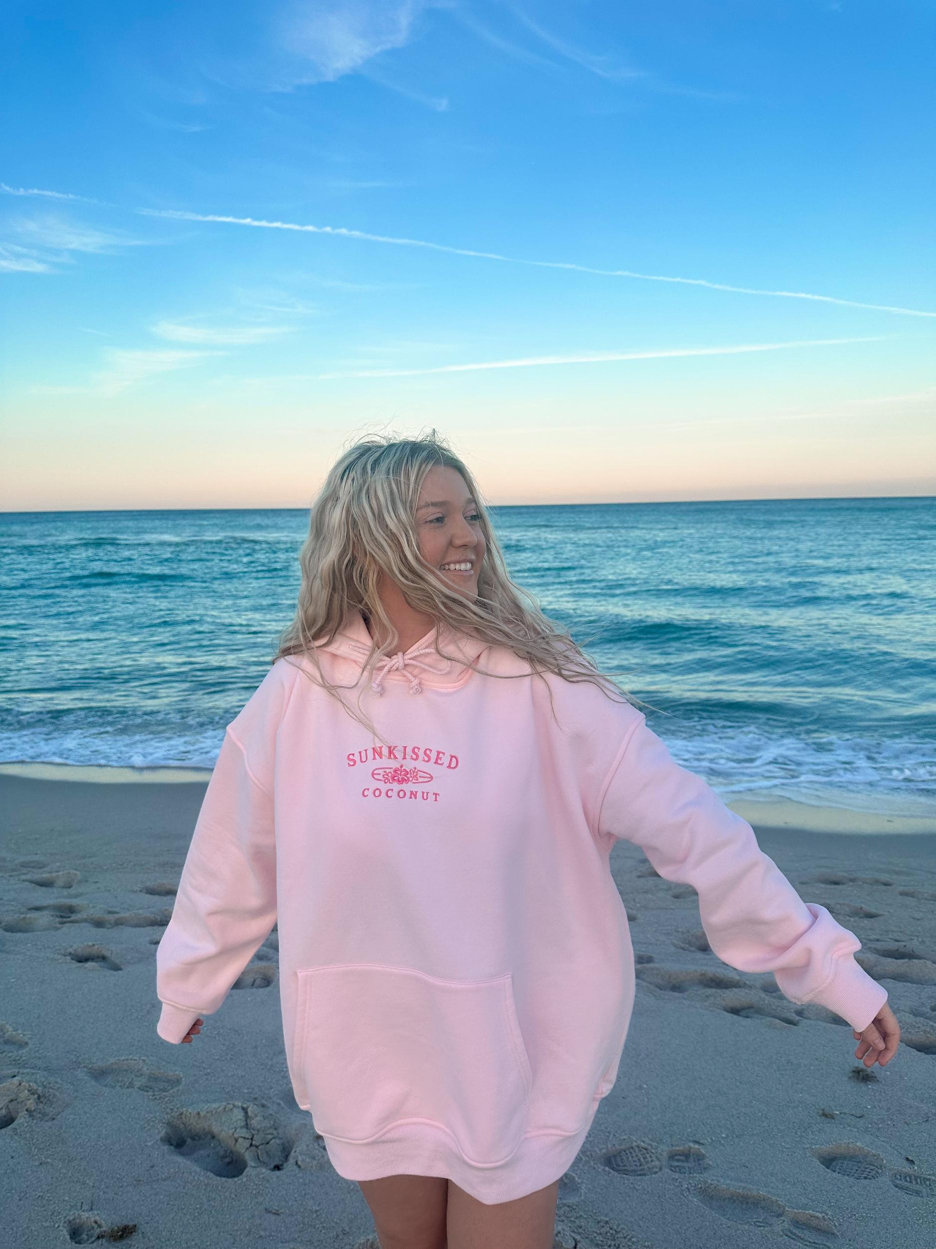 Tana Light Pink Embroider Sunkissedcoconut Hoodie Product Image