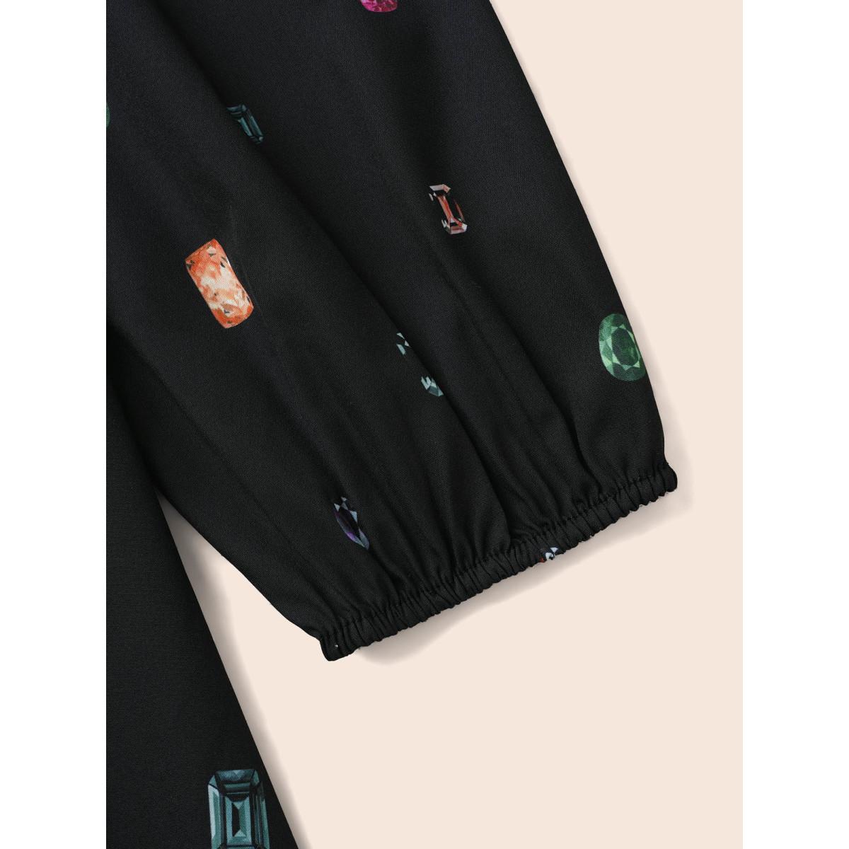 Plus Size Color Diamond Print V Neck Dress Black Women Cocktail Non Party Curvy Bloomchic 10/M Product Image