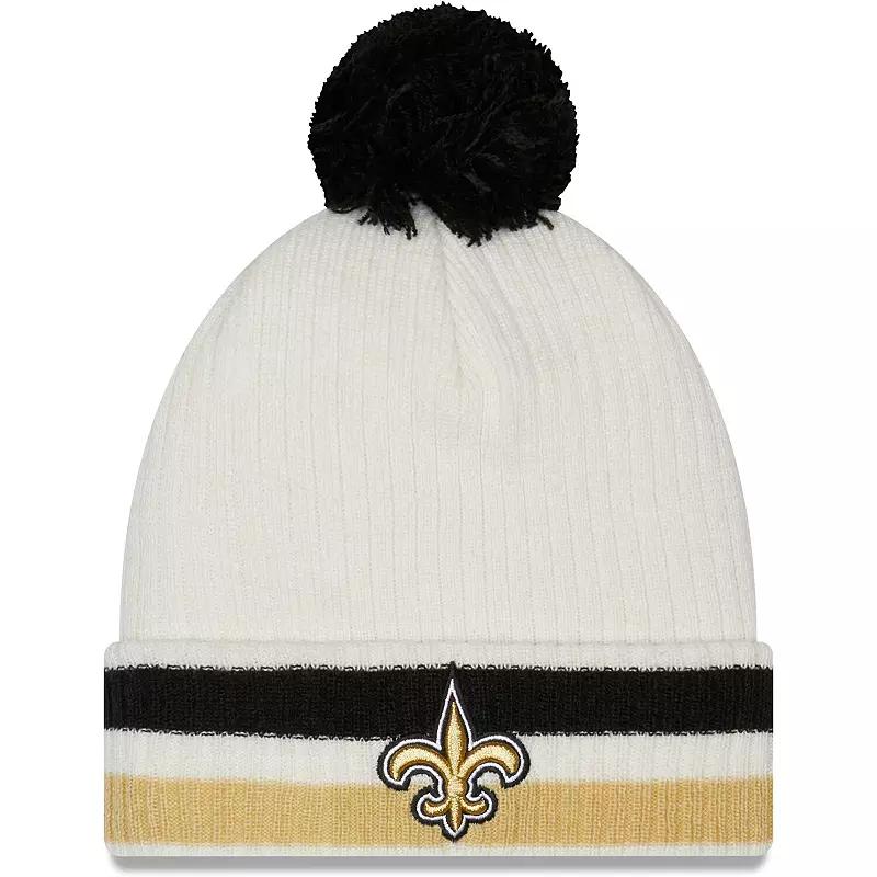 Men's New Era White New Orleans Saints Retro Cuffed Knit Hat with Pom Product Image