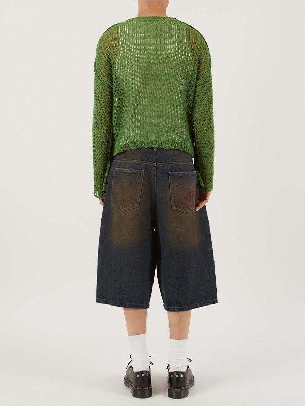 Star Jacquard Crochet Knit Top Product Image