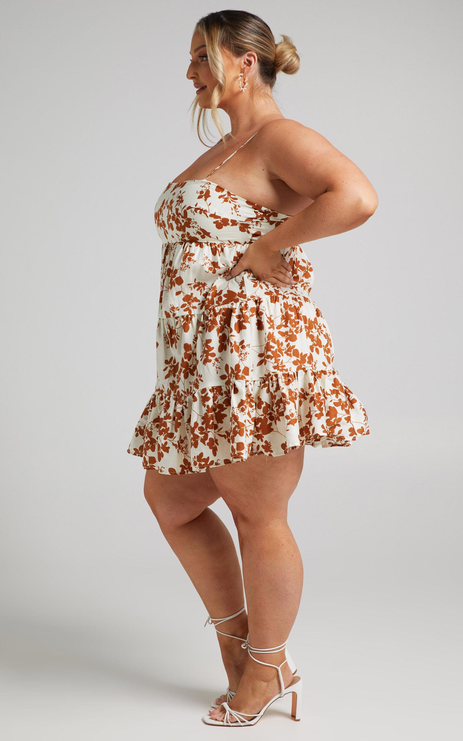 Lorelle Mini Dress - Straight Neck Tiered Dress in Shadow Floral Product Image