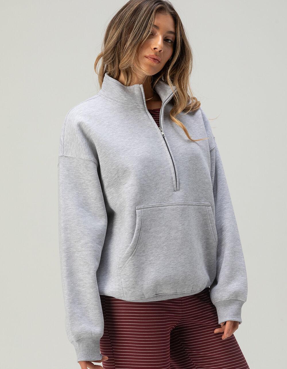 TILLYS Half-Zip Womens Sweatshirt - BLACK Product Image